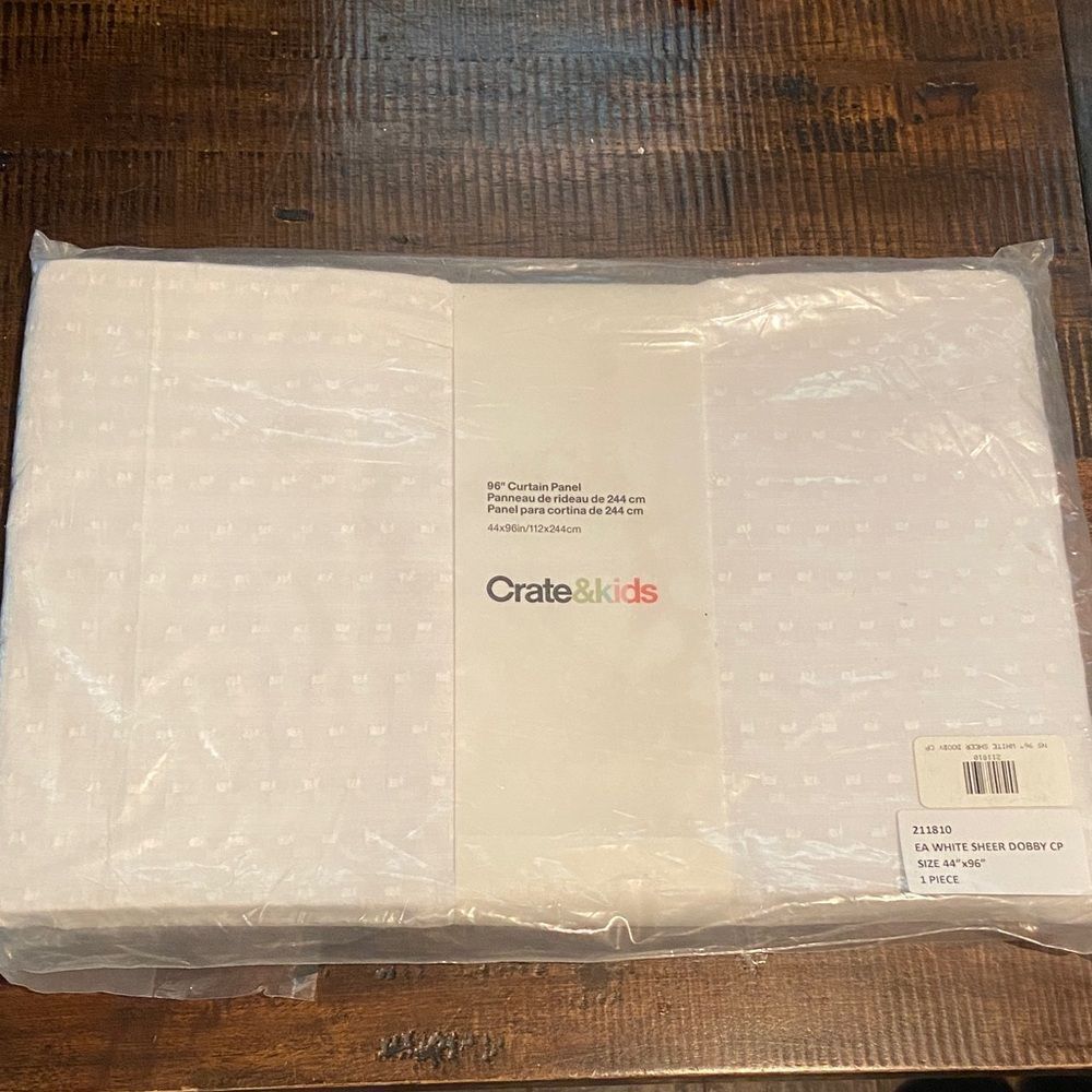Crate & Kids White sheer dobby Curtain Panels 44x96in/112x244cm 2 Qty